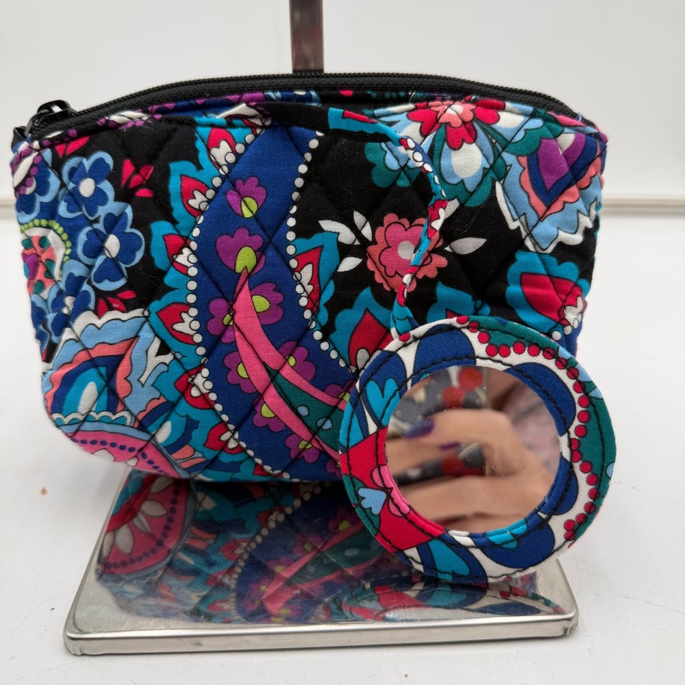 Vera Bradley Indio Paisley Quilted Cotton Cosmetic Bag with Mirror VBJ20